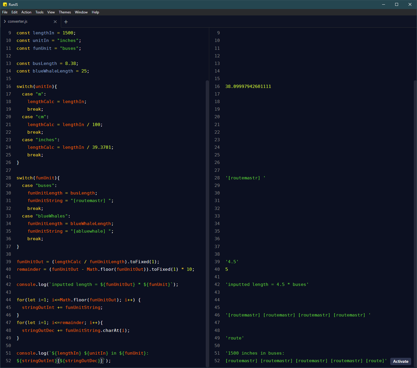Vanilla JavaScript doing some maths