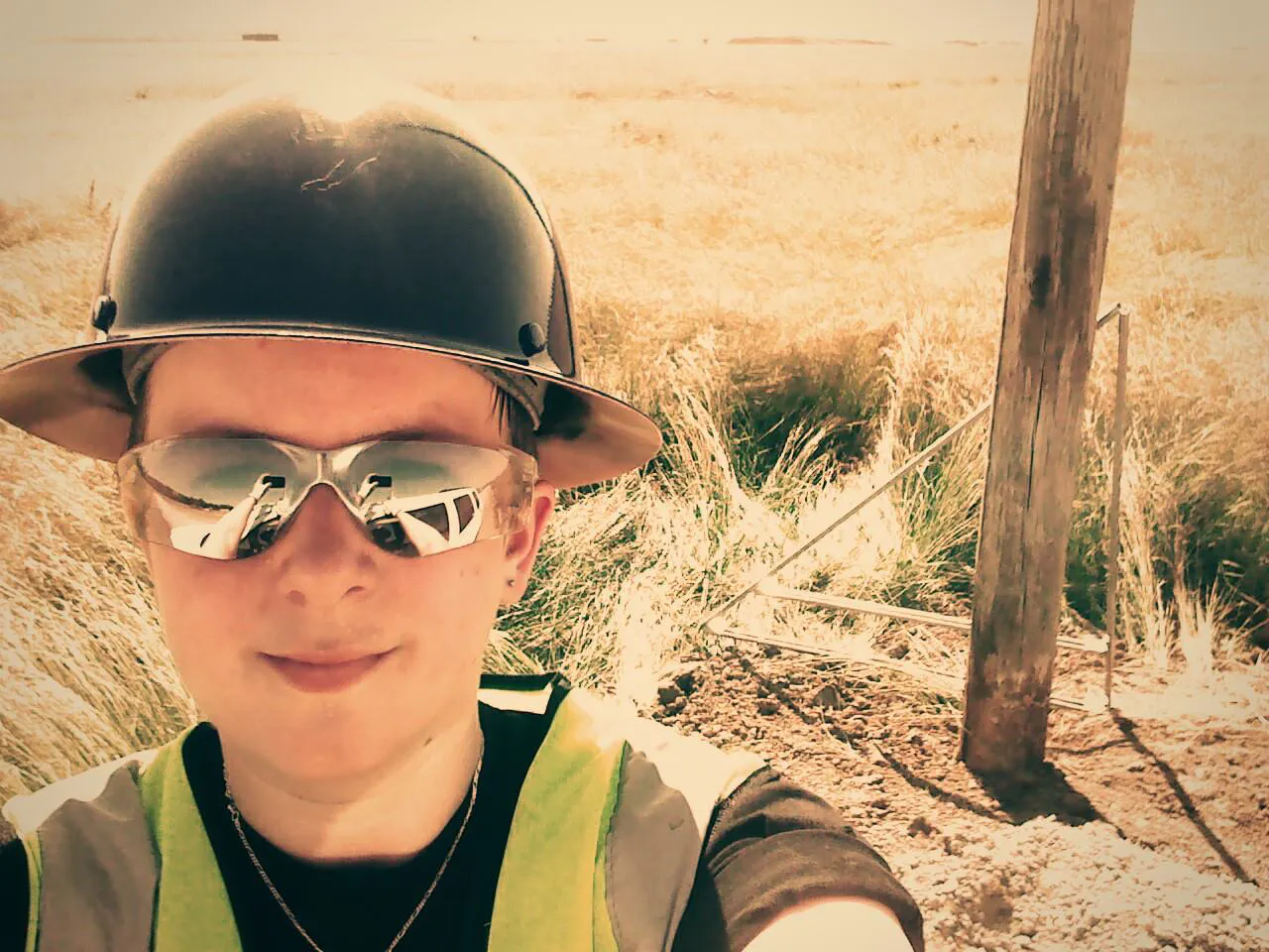 Sara in a hard hat in Arkansas