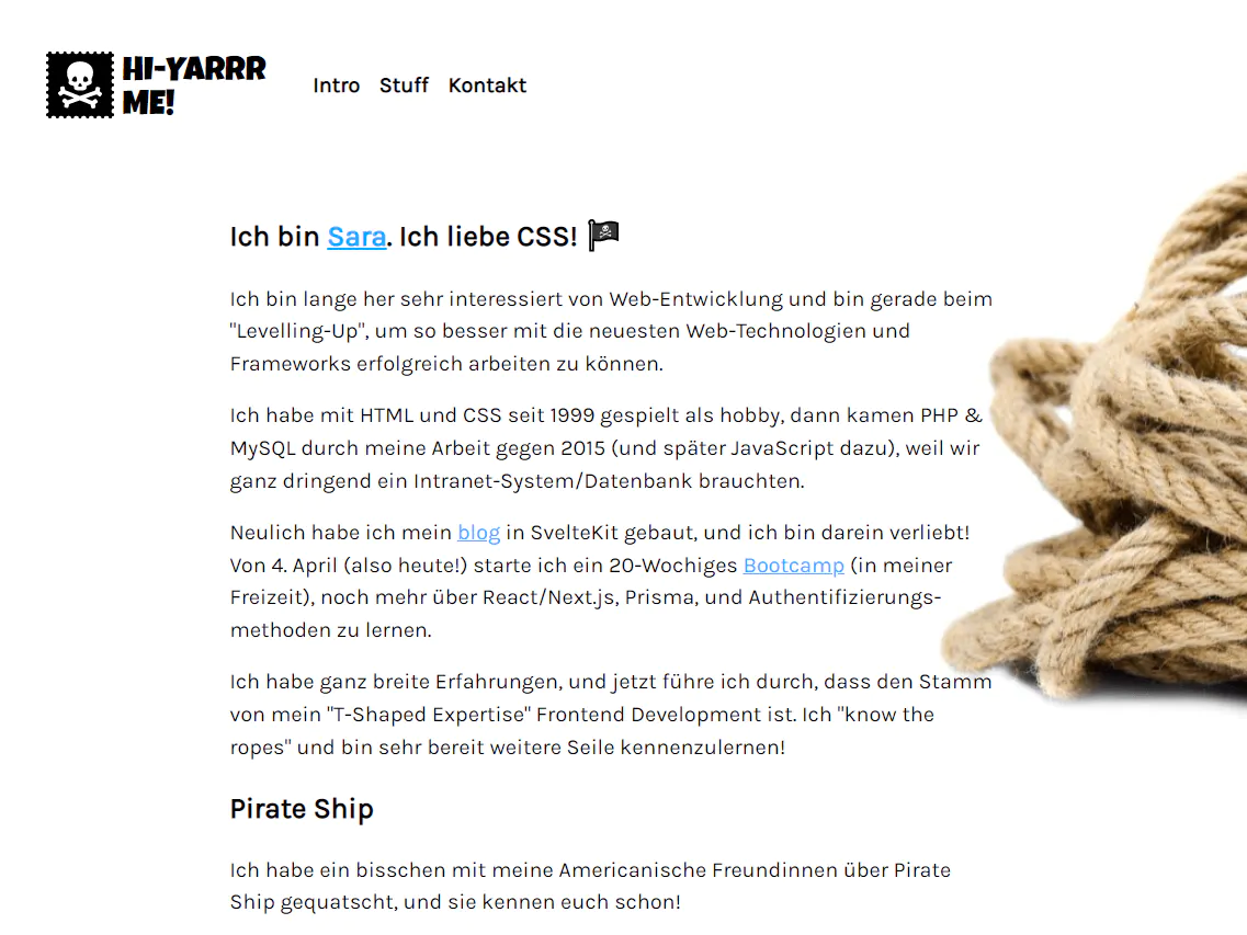 Hi-YARRR-Me! A minisite I made in place of a cover letter