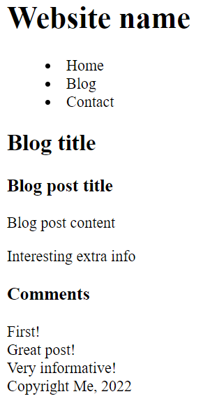 Screenshot of web page generated by the HTML code above