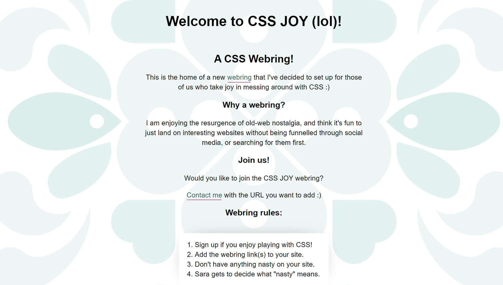 A screenshot of simple center-aligned text on a landing page